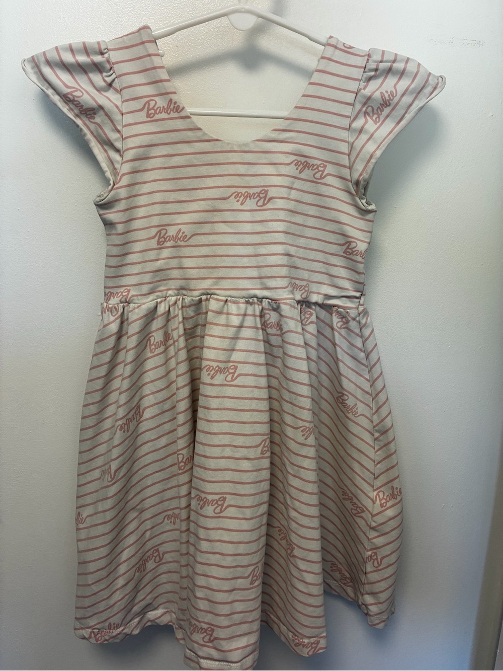 Barbie | Monica + Andy | Mattel | White and Pink Stripe Girls' Dress, 5T